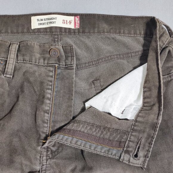 Levi's 514 corduroy pants slim straight men's size W34 brown - Picture 9 of 14